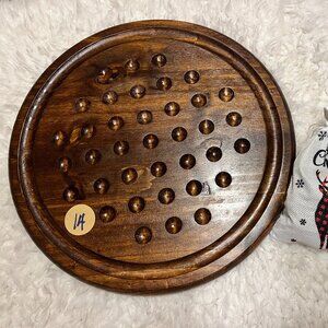 Handmade Marble Solitaire Game | Rustic Wooden Board